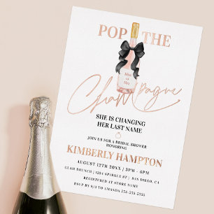 Erröten Sie Pop The Champagner Junggesellinnenabsc Folieneinladung