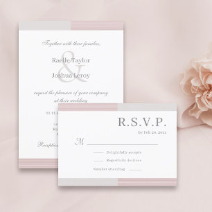 Erröten Sie Rosa Grau Weiße Streifen Elegante Hoch Einladung