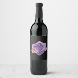 Erröten und Blühen Rose Weinetikett