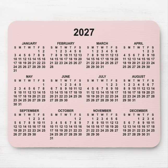 Erröten und Schwarz 2027 Kalender Mousepad (Vorne)