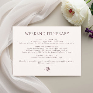 Erröten Weiß & Burgund Elegante florale Hochzeit Begleitkarte