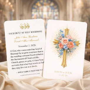 Errötend Blaue Florale Goldene Kreuz Hochzeit Gebe