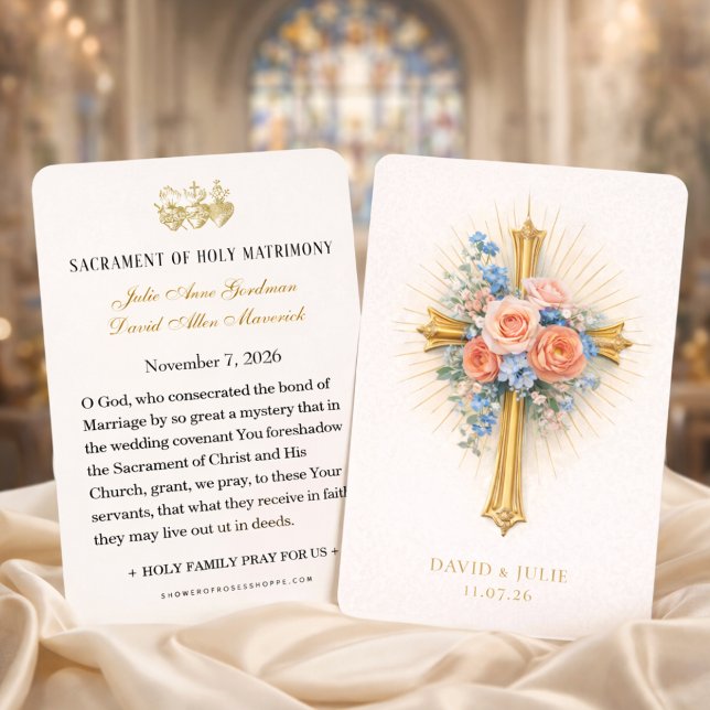Errötend Blaue Florale Goldene Kreuz Hochzeit Gebe (Von Creator hochgeladen)