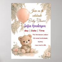 errötend braunAquarell rosa braun Teddybär Poster