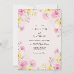 Errötend gelb bemalte Petal-Hochzeit Einladung