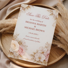 Errötend Neutrales Florales Elegant Save The Date