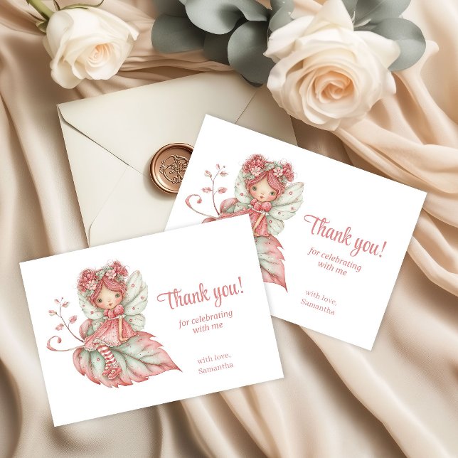 Errötend Rosa Feen Whimsy 2. Geburtstag Danke schö (Blush Pink Fairy Whimsy 2nd Birthday Thank You Card)