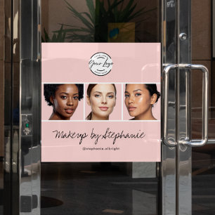 Errötend Rosa Schrift Logo Foto Make-up Studio Fensteraufkleber