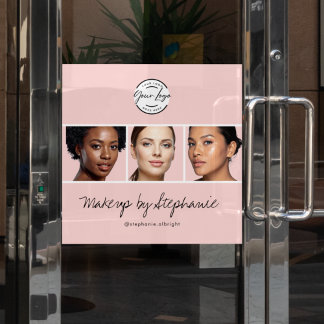 Errötend Rosa Schrift Logo Foto Make-up Studio Fensteraufkleber