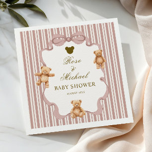 Errötend Rosa Streifen Kaum Warten Süßer Teddybär Serviette