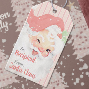 Errötend Rosa Vintage zwinkernd Weihnachtsmann Wei Geschenkanhänger