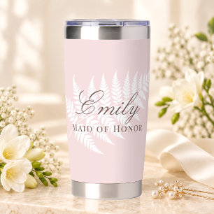 Errötend Rosa Weiße Farn Elegante Maid of Honor Thermobecher