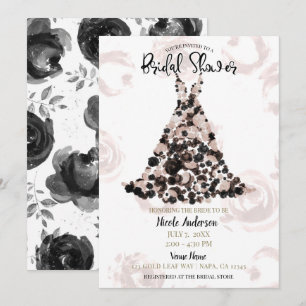 Errötend schwarzes klassisches Blumen-Rosen-Kleid  Einladung