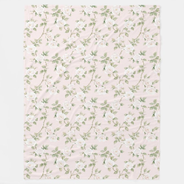 Errötend Weiße Blüten   Fleecedecke (Vorderseite)