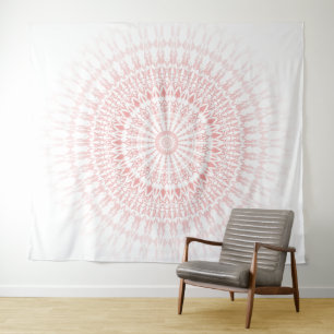 Errötend weißes Mandala Wandteppich
