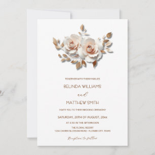 Errötende 3D-Rosenblüten Rose Gold einfach Einladung