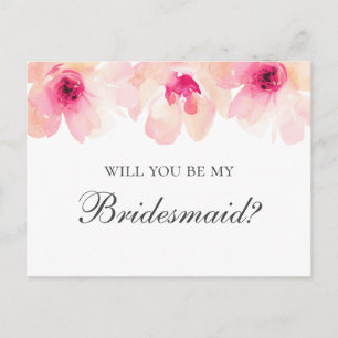 Errötende Blumen. Floral Wirst du meine Brautjungf Postkarte