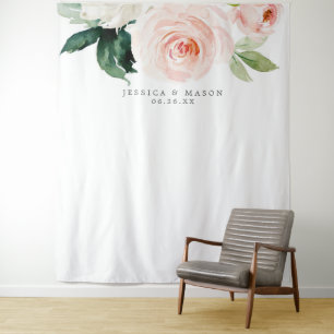 Errötende Blüten Hochzeitskulisse Fotoautomaten Wandteppich