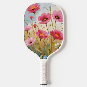 Errötende Blüten   Rosa Blumenwiese Floral Pickleball Schläger