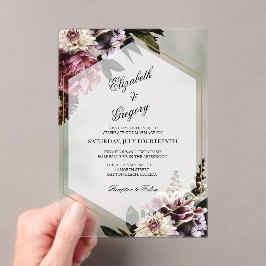 Errötende botanische Acryl-Hochzeitseinladung Acryleinladungen