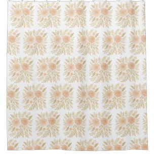 Errötende botanische Eleganz – Transparente Floral Duschvorhang