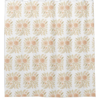Errötende botanische Eleganz – Transparente Floral Duschvorhang