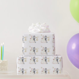 Errötende Braut in Blütenpracht prostet Braut & Br Geschenkpapier