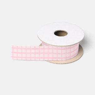 Errötende Braut und Teerose Pink Gingham-Muster Satinband