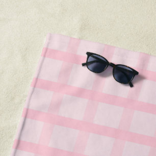 Errötende Braut und Teerose Pink Gingham-Muster Strandtuch