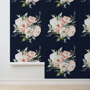 Errötende Elfenbeinweiße Pfingstrosen Rosen Floral Tapete
