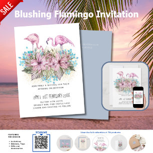 Errötende Flamingos Tropische Strandhochzeit
