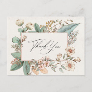 Errötende floral staubige rosa Babyparty Dankeschö Postkarte