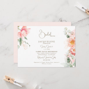 Errötende Florale Elegante Brautparty Horizontal Einladung