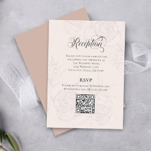 Errötende Florale Empfangs-QR-Code-RSVP-Karte Begleitkarte