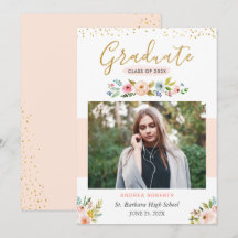 Errötende Florale Gold Schrift Foto Abschlussankün