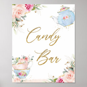 Errötende Florale High Tea Party Süßigkeiten Bar B Poster