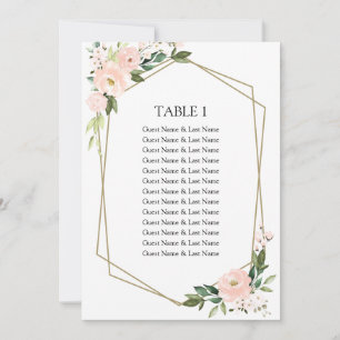 Errötende Florale Hochzeit Sitzordnung Gäste Karte
