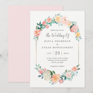 Errötende Florale Hochzeits-Einladung Einladung