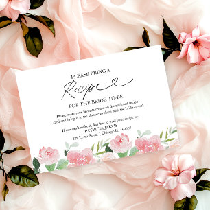 Errötende Florale Hochzeitsdusche Rezeptanfrage Einladung