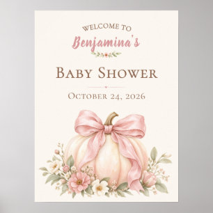 Errötende Florale Kleine Kürbis-Baby-Party Poster