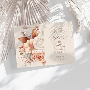 Errötende Florale Monogramm Save-the-Date-Karte Einladung