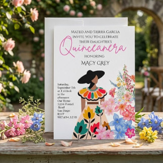 Errötende Florale Quinceañera 15. Geburtstag Einladung