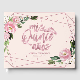 Errötende Florale Quinceanera Gästebuch
