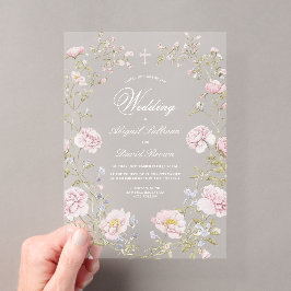 Errötende Florale Rahmen Hochzeit Acryleinladungen