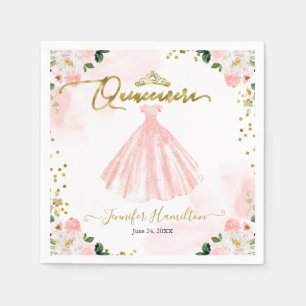 Errötende Florale Rosa Quinceanera Serviette