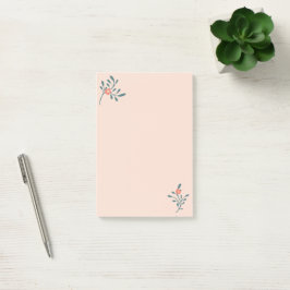 Errötende Florale Teal Botanik Post-it Klebezettel