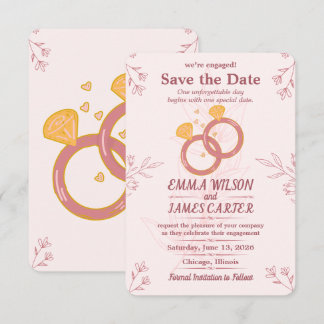 Errötende Florale Verlobung Merk Dir den Termin Ed Save The Date