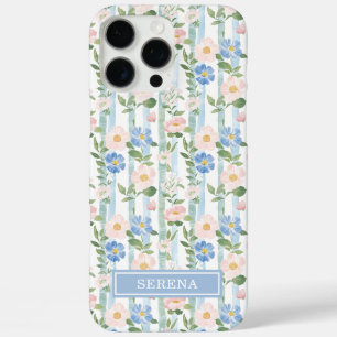 Errötende Florale Wasserfarben-Gestreifte Personal iPhone 16 Pro Max Hülle