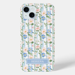 Errötende Florale Wasserfarben-Gestreifte Personal Case-Mate iPhone Hülle