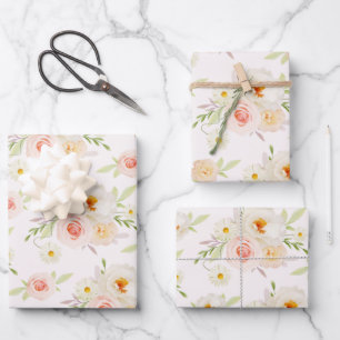 Errötende Gartenblumen Geschenkpapier Set